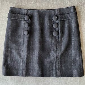 Black Subtle Plaid JCrew Wool Mini Skirt Size 2